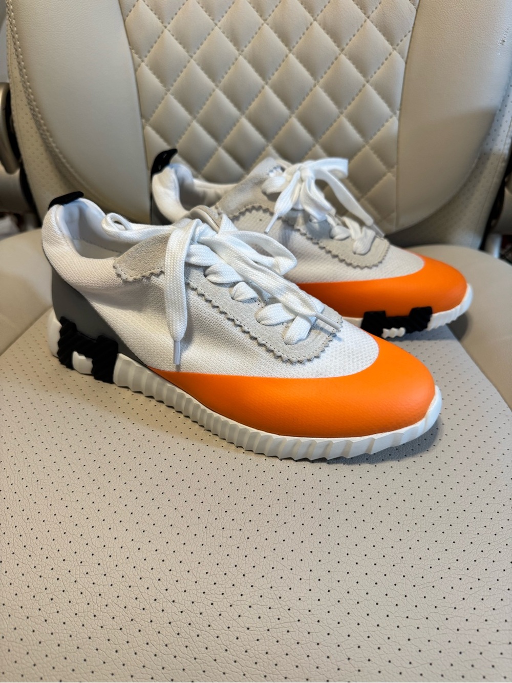 HERMÈS Paris Women’s Sneakers – White Orange Gray US 7,5 -8 - Picture 13 of 14